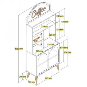 Coffee Bar Cabinet Lyon 80 - Cream, Walnut - POSLEDNÝ KUS