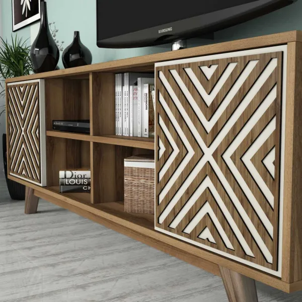 TV skrinka / Obývacia stena Inci - Walnut, Cream
