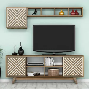 TV skrinka / Obývacia stena Inci - Walnut, Cream