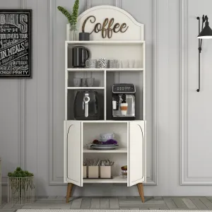 Coffee Bar Cabinet Lyon 80 - Cream, Walnut - POSLEDNÝ KUS