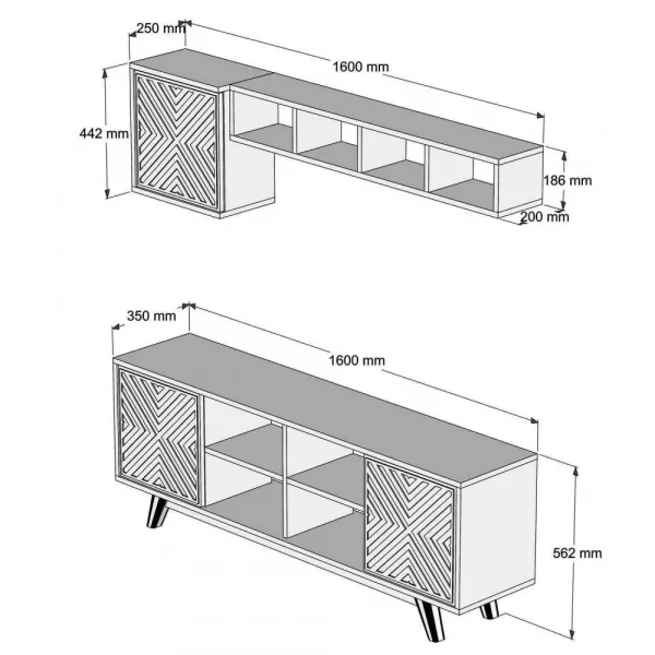 TV skrinka / Obývacia stena Inci - Walnut, Blue
