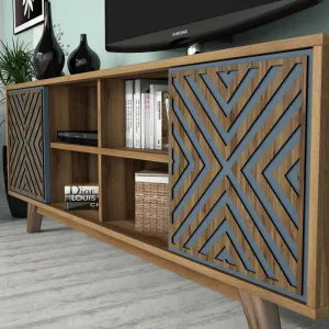 TV skrinka / Obývacia stena Inci - Walnut, Blue