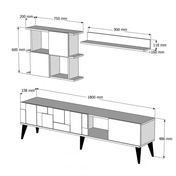 TV skrinka / Obývacia stena Madrid - Anthracite
