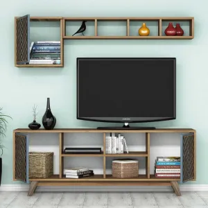 TV skrinka / Obývacia stena Inci - Walnut, Blue