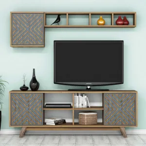 TV skrinka / Obývacia stena Inci - Walnut, Blue