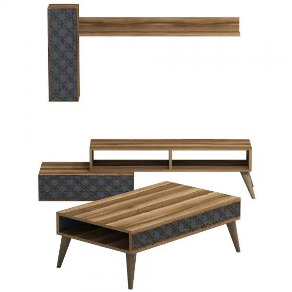 Living Room Furniture Set Planet - Walnut, Chalcedony