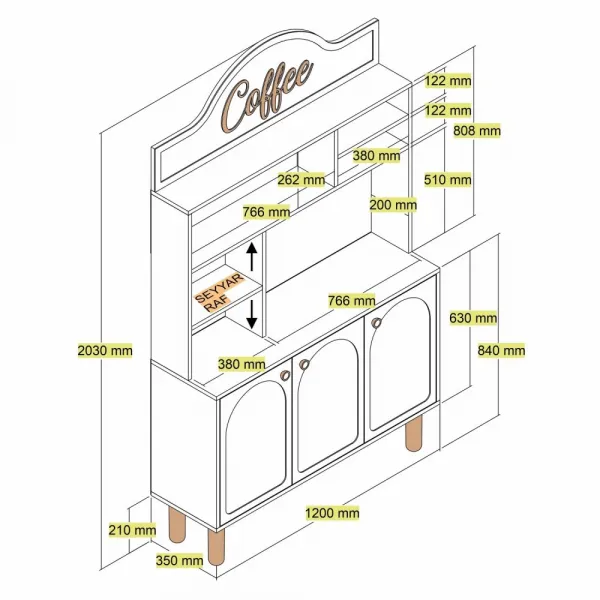 Coffee Bar Cabinet Bohem 861 - Cream