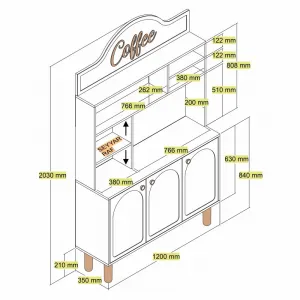 Coffee Bar Cabinet Bohem 861 - Cream