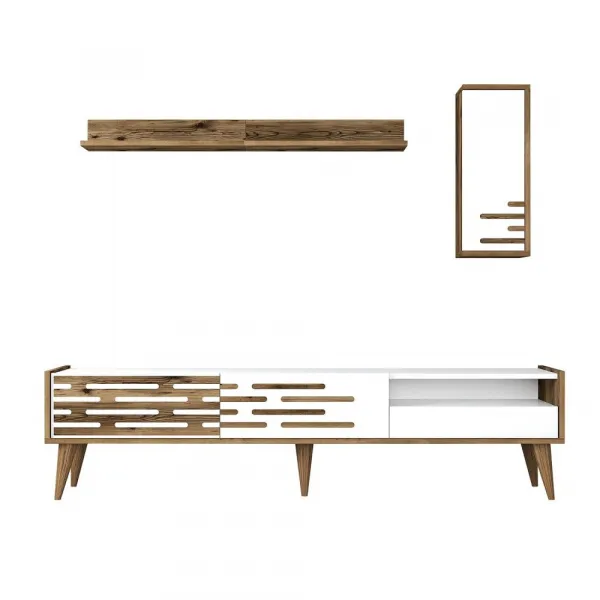 TV skrinka / Obývacia stena Valensiya - Walnut, White