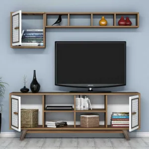 TV skrinka / Obývacia stena Ayla - Walnut, White