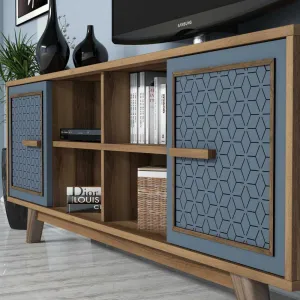 TV skrinka / Obývacia stena Ayla - Walnut, Blue