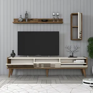 TV skrinka / Obývacia stena Valensiya - Walnut, Cream