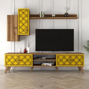 TV skrinka / Obývacia stena Class S - Walnut, Yellow