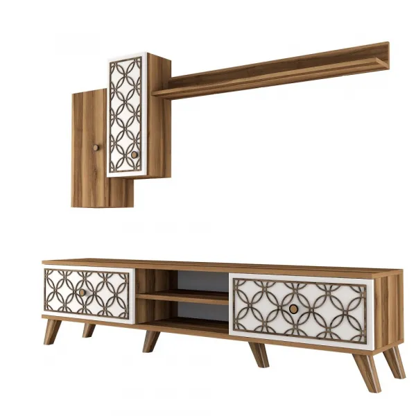 TV skrinka / Obývacia stena Class S - Walnut, White