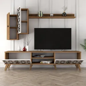 TV skrinka / Obývacia stena Class S - Walnut, White