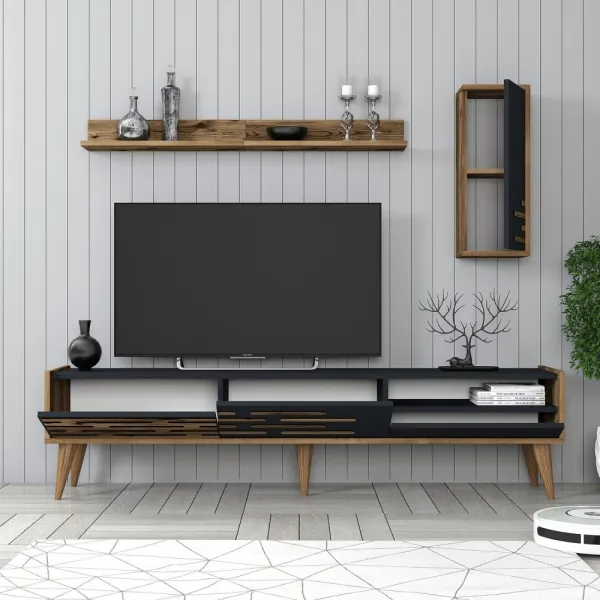 TV skrinka / Obývacia stena Valensiya - Walnut, Anthracite