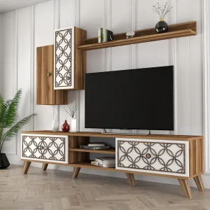 TV skrinka / Obývacia stena Class S - Walnut, White