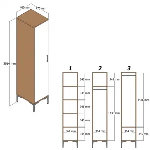 Šatníková skriňa Kumsal P - Walnut