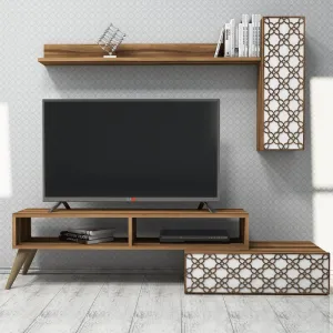 TV skrinka / Obývacia stena Planet - Walnut, White