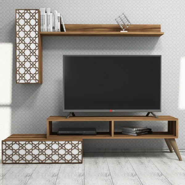 TV skrinka / Obývacia stena Planet - Walnut, White