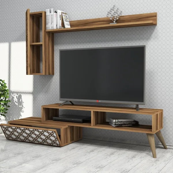 TV skrinka / Obývacia stena Planet - Walnut, White