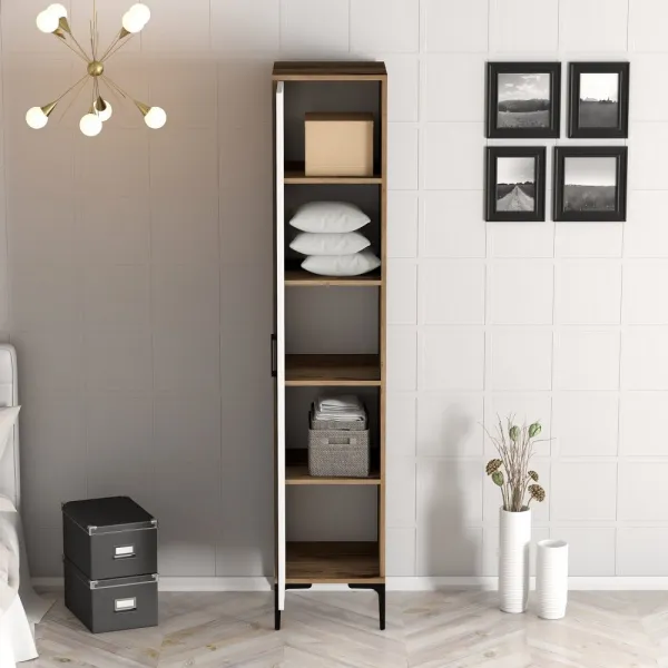 Šatníková skriňa Kumsal S - Walnut, White