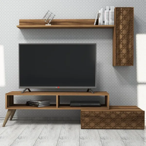 TV skrinka / Obývacia stena Planet - Walnut, Walnut