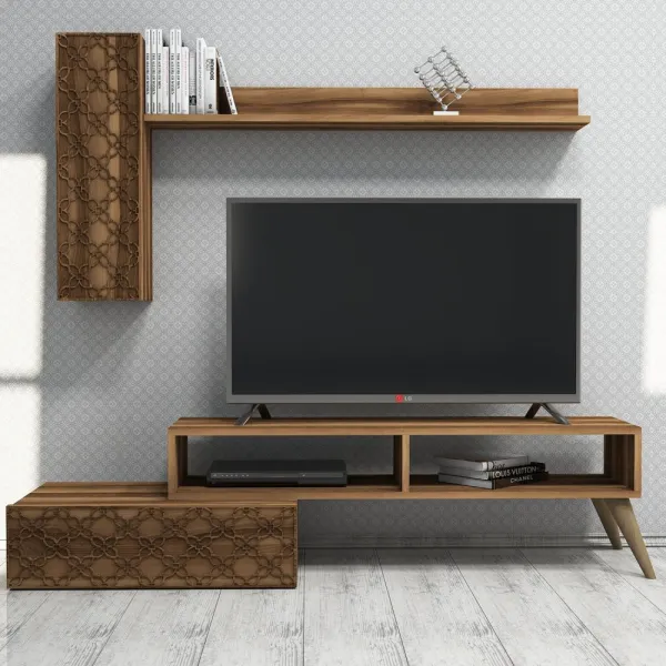 TV skrinka / Obývacia stena Planet - Walnut, Walnut