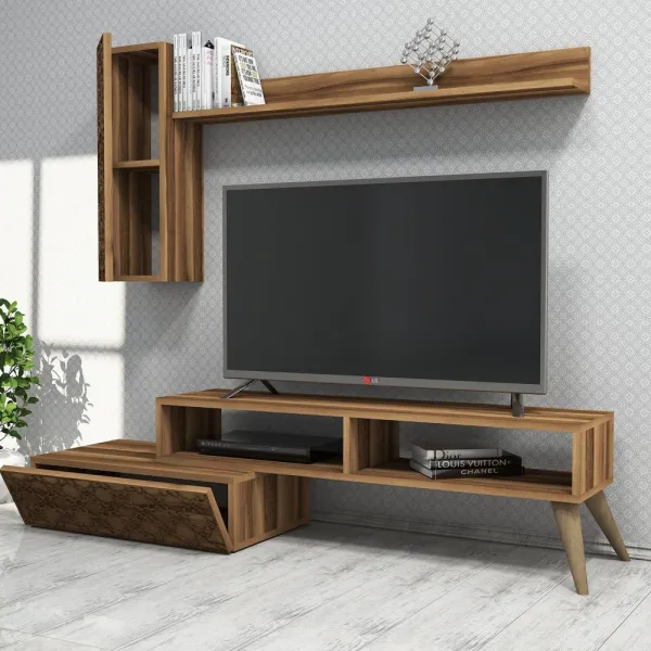 TV skrinka / Obývacia stena Planet - Walnut, Walnut