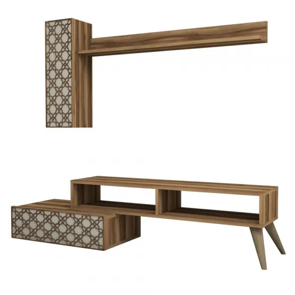 TV skrinka / Obývacia stena Planet - Walnut, Cream