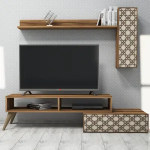 TV skrinka / Obývacia stena Planet - Walnut, Cream