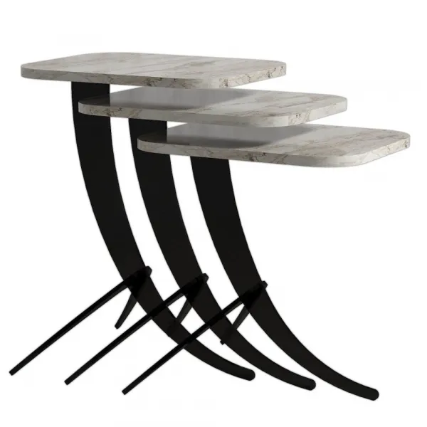 Sada odkladacích stolíkov (3 kusy) Pion - White Marble
