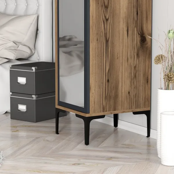 Šatníková skriňa Kumsal R - Walnut, Anthracite