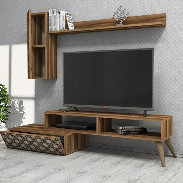TV skrinka / Obývacia stena Planet - Walnut, Cream