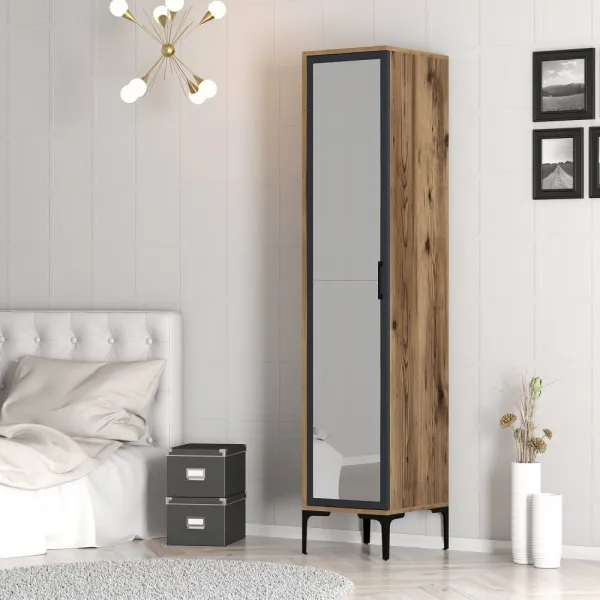 Šatníková skriňa Kumsal R - Walnut, Anthracite