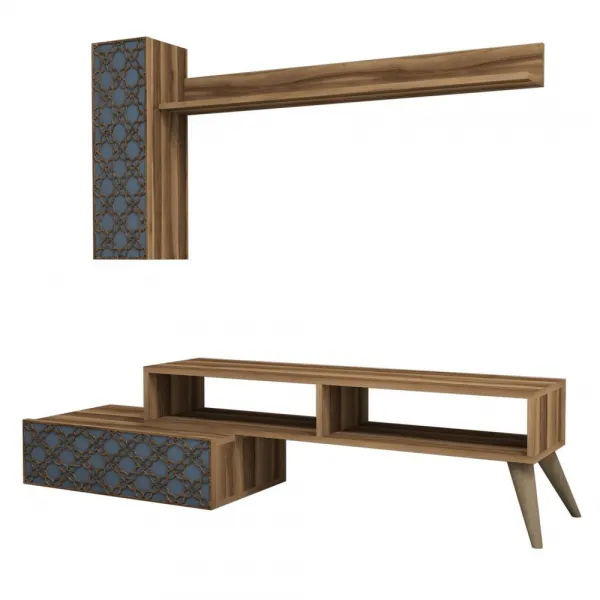 TV skrinka / Obývacia stena Planet - Walnut, Chalcedony