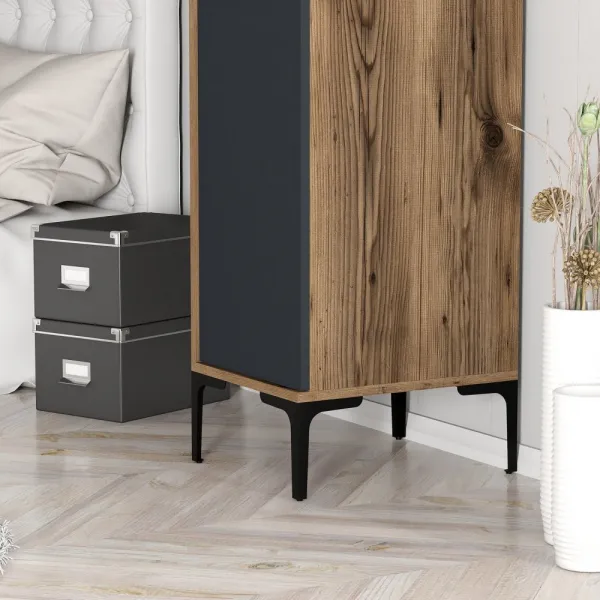 Šatníková skriňa Kumsal S - Walnut, Anthracite