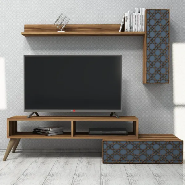 TV skrinka / Obývacia stena Planet - Walnut, Chalcedony