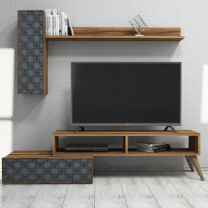TV skrinka / Obývacia stena Planet - Walnut, Chalcedony