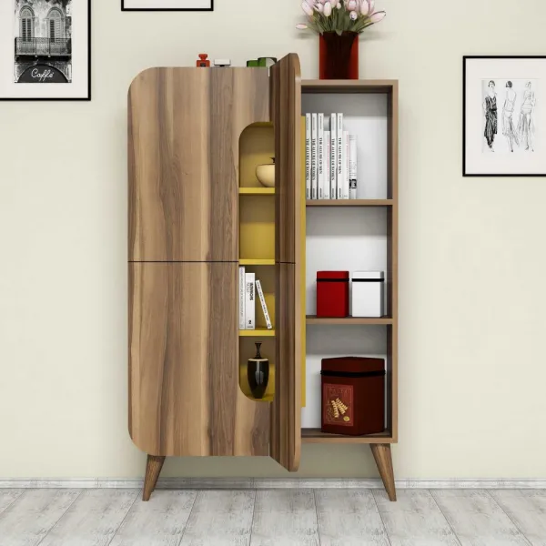Viacúčelová skrinka Mine - Walnut, Yellow