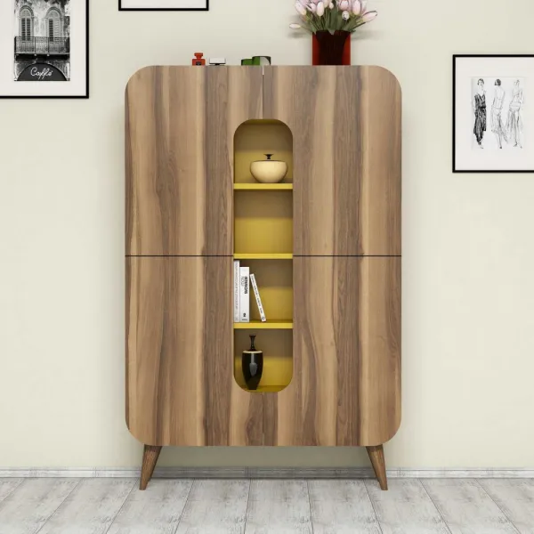 Viacúčelová skrinka Mine - Walnut, Yellow