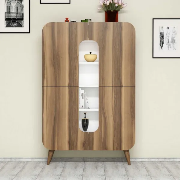 Viacúčelová skrinka Mine - Walnut, White