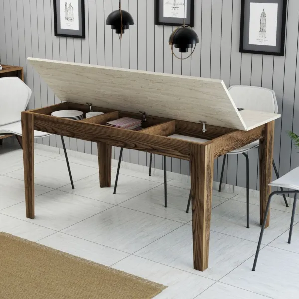 Jedálenský stôl Milan 898 - Walnut, Travertine