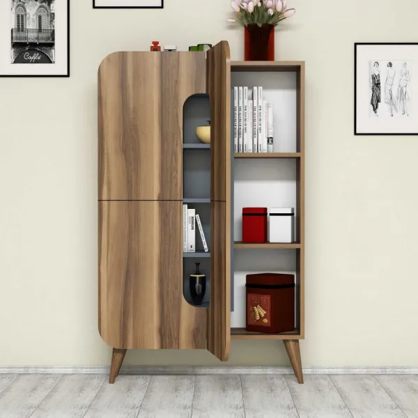Viacúčelová skrinka Mine - Walnut, Blue