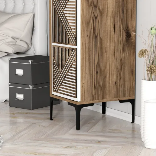 Šatníková skriňa Kumsal P - Walnut, White