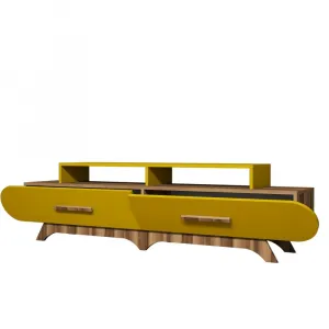 TV stolík Flora - Walnut, Yellow