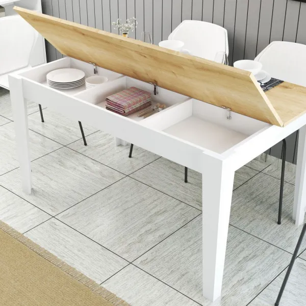 Jedálenský stôl Milan 896 - White, Oak