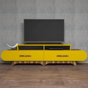 TV stolík Flora - Walnut, Yellow