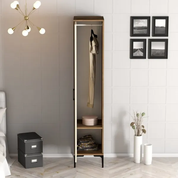 Šatníková skriňa Kumsal P - Walnut, Cream