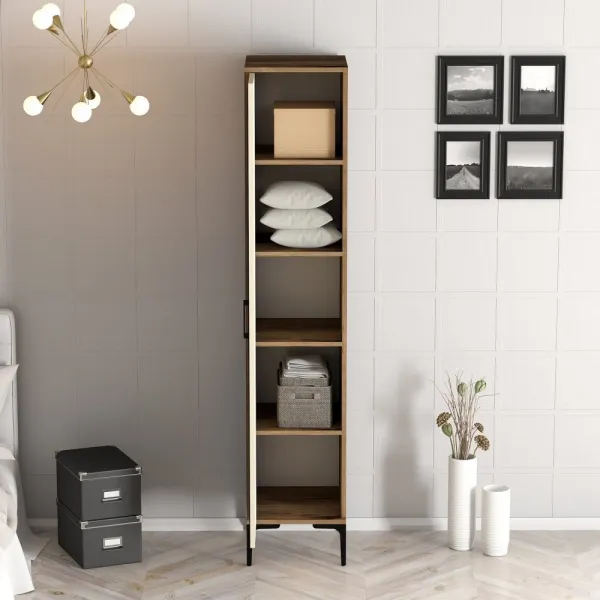 Šatníková skriňa Kumsal P - Walnut, Cream